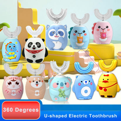 HappyBrush 360° Sonic U-Shaped Toothbrush – Gentle, Rechargeable & Fun Blue Light Timer for Children