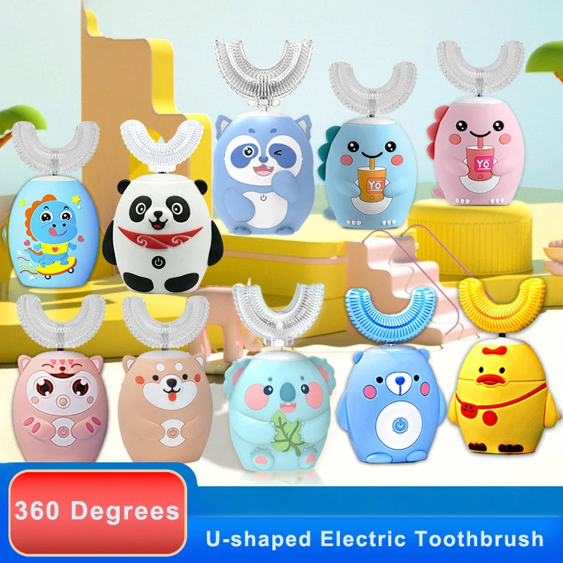 HappyBrush 360° Sonic U-Shaped Toothbrush – Gentle, Rechargeable & Fun Blue Light Timer for Children